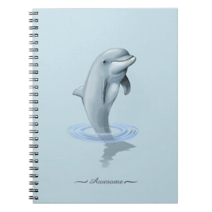 Schickes modernes Dolphin & Schrift auf hellblauem Notizblock