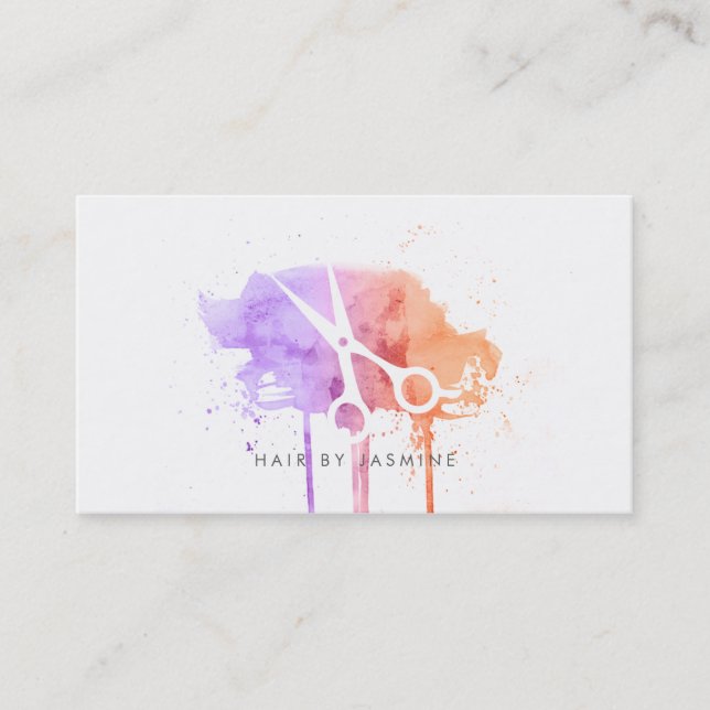 schickes modernes Hairstylisthaar-Aquarell-Rosa Visitenkarte (Vorderseite)