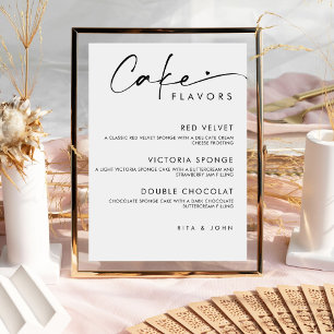 Schickes modernes Menü Torte Hochzeitstorte Schild