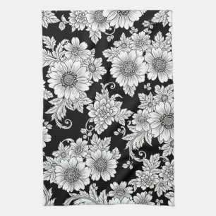 Schickes monochromes Blumenluxus-Muster (2) Geschirrtuch