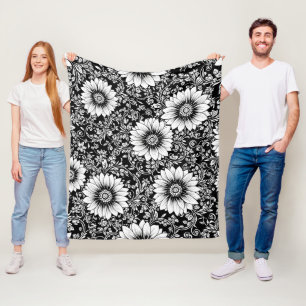 Schickes monochromes Blumenluxus-Muster (5) Fleecedecke