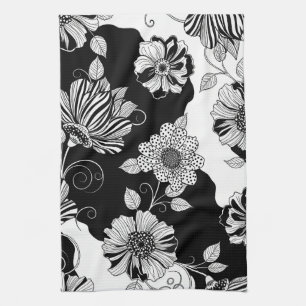 Schickes monochromes Blumenluxusmuster (4) Geschirrtuch