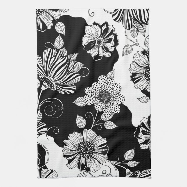 Schickes monochromes Blumenluxusmuster (4) Geschirrtuch (Vertikal)
