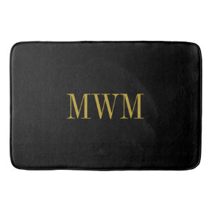 SCHICKES MONOGRAMM DES BAD-MAT_BLACK SOLID/GOLD BADEMATTE