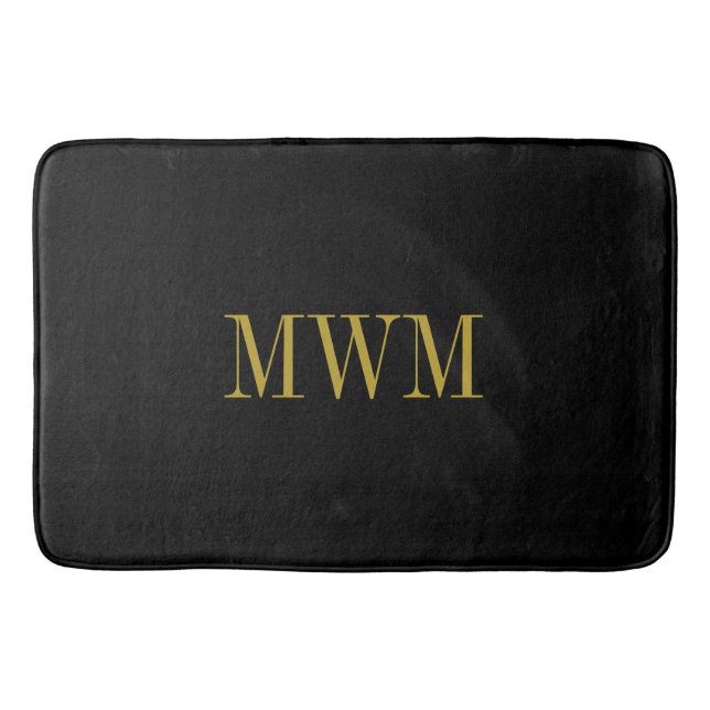 SCHICKES MONOGRAMM DES BAD-MAT_BLACK SOLID/GOLD BADEMATTE (Vorderseite)