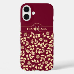Schickes Monogramm Individueller Name Blätter Gäns iPhone 16 Plus Hülle