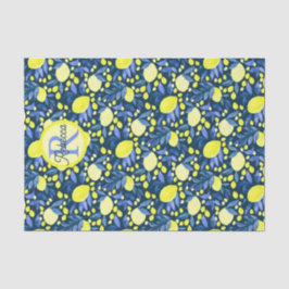 Schickes Monogramm Name Rustikal Zitrus Lemons Bla Seidenpapier