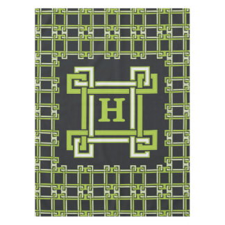 Schickes Neon-Citrus-Grün-Schwarzes Monogramm Tischdecke