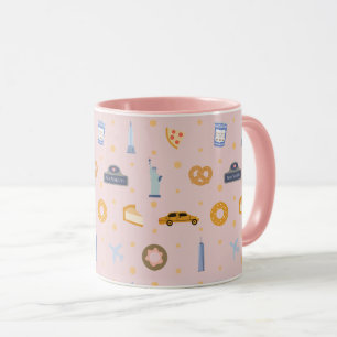 Schickes New York City Muster Rosa Tasse