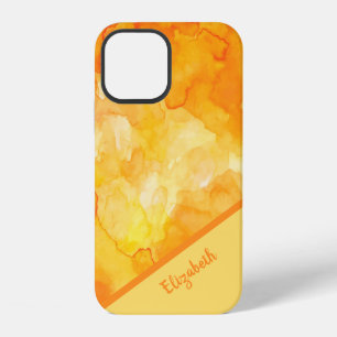 Schickes Orange Gelbes Wasserfarben Personalisiert iPhone 12 Hülle