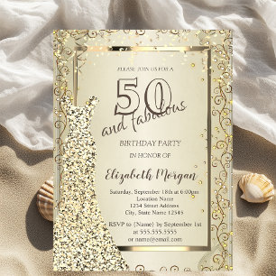 Schickes Pailletten Kleid Gold 50. Geburtstag Einladung