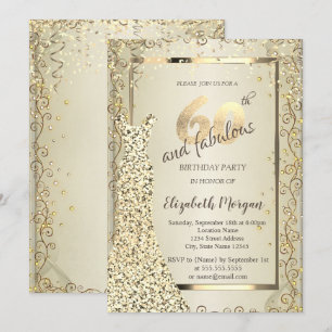 Schickes Paillettenkleid Gold 60. Geburtstag Einladung