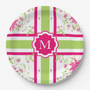 SCHICKES PAPIER PLATE_LOVELY HEISSES PINK/GREEN PAPPTELLER