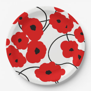 SCHICKES PAPIER PLATE_MODERN REDPOPPIES PAPPTELLER