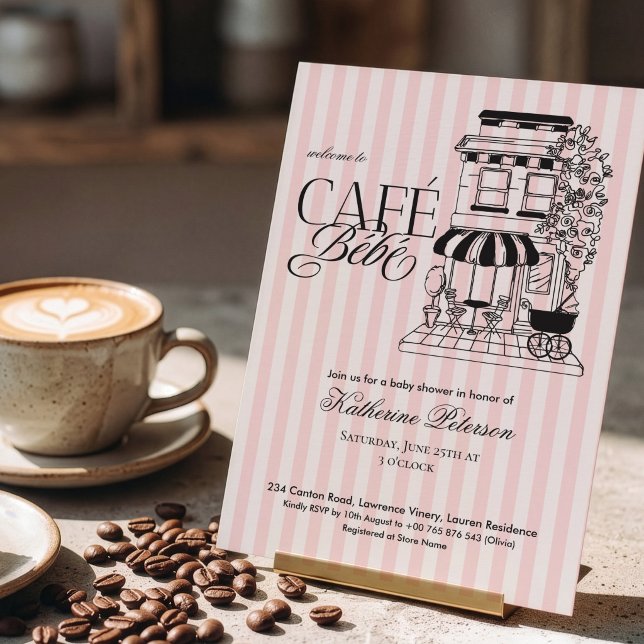 Schickes Pariser Café Bébé Französische Babyparty Einladung (Von Creator hochgeladen)