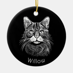 Schickes personalisiertes Handgezeichnetes Schwarz Keramik Ornament