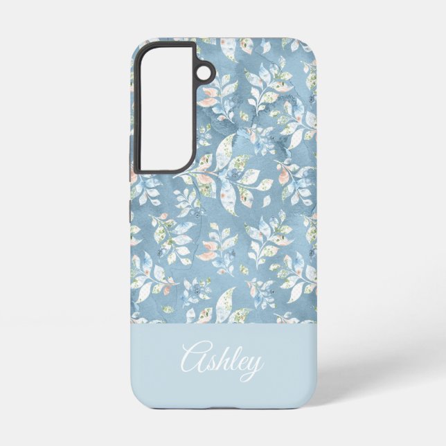 Schickes personalisiertes Namens-/Pastellblaumotiv Samsung Galaxy Hülle (Rückseite)