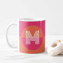 Schickes Pink Orange Geometrisches Modernes Monogr Kaffeetasse