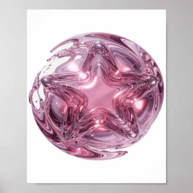 Schickes Pink STAR BALL Statement-Design Poster (Vorne)