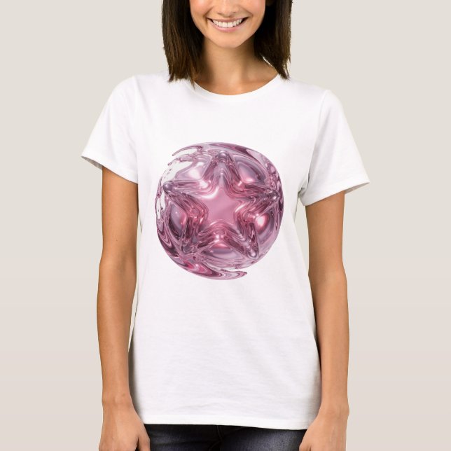 Schickes Pink STAR BALL Statement-Design T-Shirt (Vorderseite)