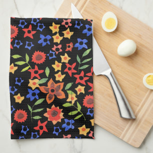 Schickes Retro-Blumenmuster-Küchenhandtuch nach Ma Geschirrtuch