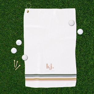 Schickes Retro-Streifen Monogramm Golfhandtuch