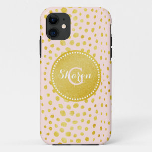 Schickes rosa falsches Gold-Glitter-Cheetah-Druck- iPhone 11 Hülle