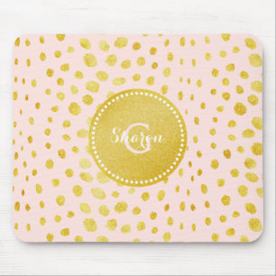 Schickes rosa falsches Gold Glitter Gepard Druck M Mousepad