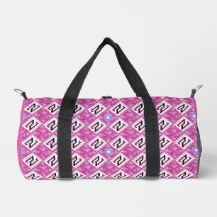Schickes rosa geometrisches Alphabet N Initiale Duffle Bag