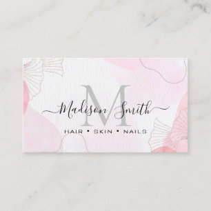 Schickes Rosa Gold Glitter Marmor Achat Monogramm Visitenkarte