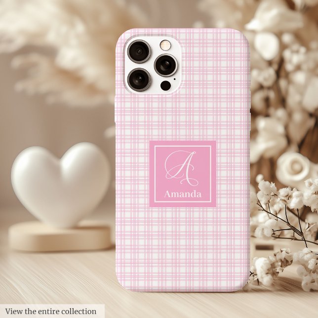 Schickes rosa kariertes iPhone-Case – Trendiges in Case-Mate iPhone Hülle (Chic Pink Plaid iPhone Case – Trendy Custom Design)