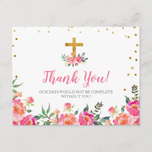 Schickes rosa mit Blumengold danken Ihnen zu Dankeskarte