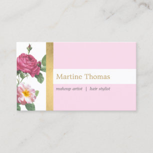 Schickes Rosa und Gold Vintage-Blumenmuster Visitenkarte
