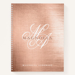 Schickes Roségold-Schriftmonogramm Notizbuch
