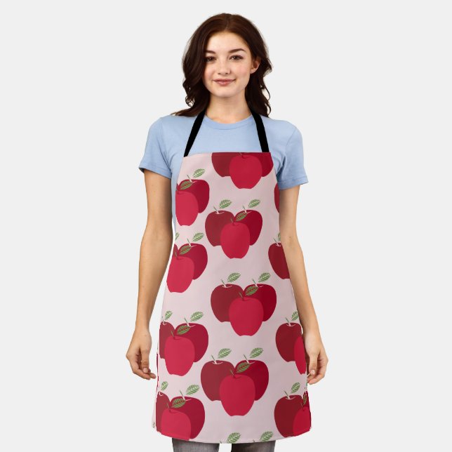 Schickes Rot-Apfel-Muster Moderne Elegante Küche Schürze (Getragen)