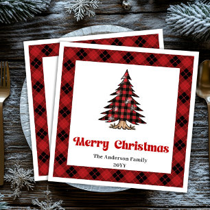 Schickes rotes schwarzes kariertes Weihnachtstuch Serviette