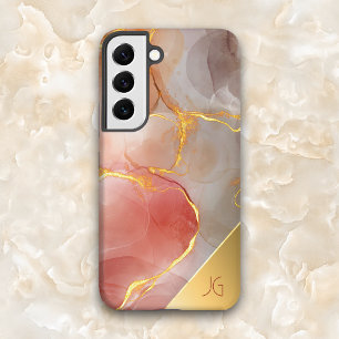 Schickes rotes und goldenes Achat-Monogramm Samsung Galaxy Hülle