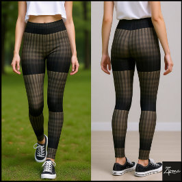 schickes Schwarz-Braun-Karomuster - Cyber Plaid Leggings