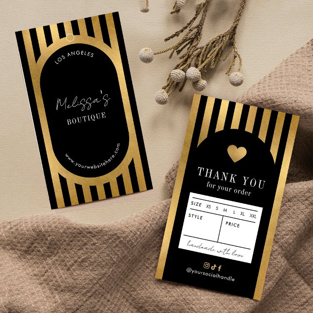 Schickes Schwarz & Gold Modekleidung Größenanhänge (Von Creator hochgeladen)