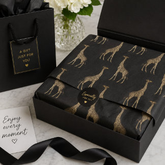 Schickes Schwarz und Gold-Giraffenmuster Seidenpapier