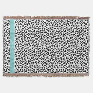 Schickes Schwarz-Weiß-Cheddamuster-Monogramm Decke
