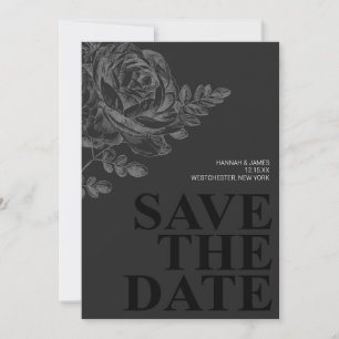 Schickes Schwarz Weiß Florales Save-the-Date Einladung