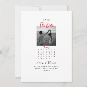 schickes Schwarz-Weiß-Foto-Kalender Save-the-Date Einladung