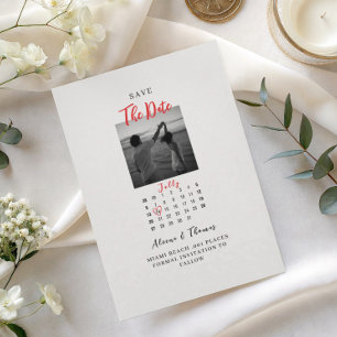 schickes Schwarz-Weiß-Foto-Kalender Save-the-Date Einladung