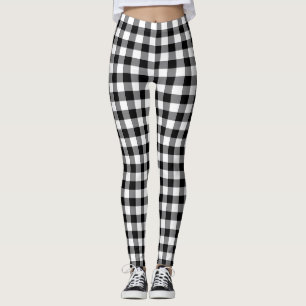 Schickes Schwarz-Weiß-Karo Gingham Kariert  Leggings