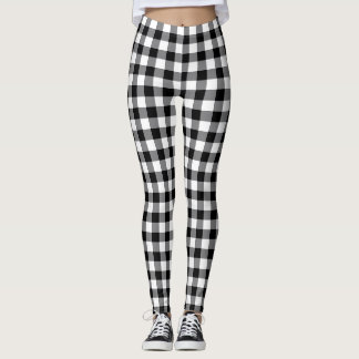 Schickes Schwarz-Weiß-Karo Gingham Kariert Leggings