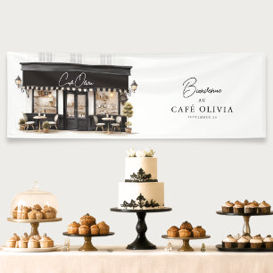 Schickes Schwarz-Weiß-Pariser-Café Geburtstagsbegr Banner