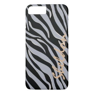 Schickes Schwarz-Weiß-Zebramuster-Monogramm Case-Mate iPhone Hülle