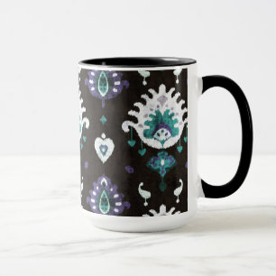 Schickes schwarzes grünes violettes Ikat-Stammesmu Tasse