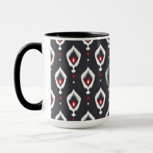 Schickes schwarzes und rotes Ikat-Stammesmuster-Mo Tasse